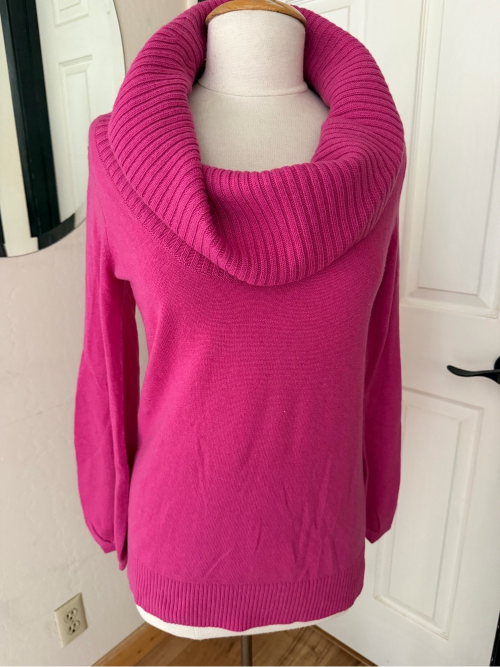 Ann Taylor Fuchsia Cowl Neck Sweater